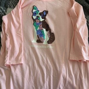 Pink Sequin Dog Graphic Tee